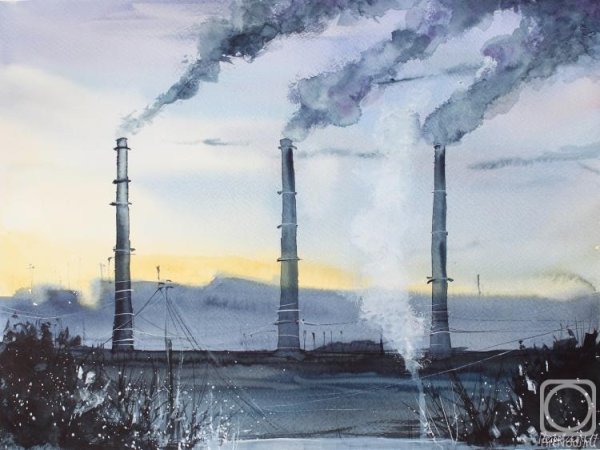 Индустриальный пейзаж Валерий Бендер «утро»