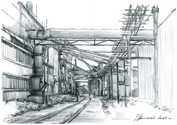 Индустриальный пейзаж Графика