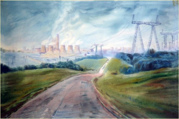 Индустриальный пейзаж Валерий Бендер «утро»