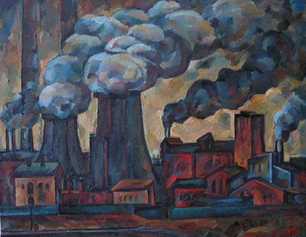 Индустриальный пейзаж Валерий Бендер «утро»