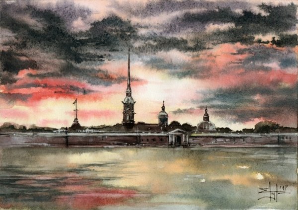 Графика Петропавловск Петропавловская крепость в Санкт-Петербурге