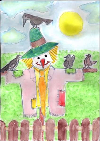 Рисунок на тему огородное пугало