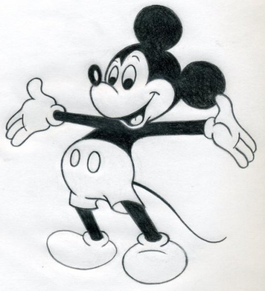 Микки Маус рисунок карандашом