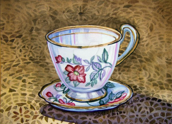 Рисование чашка с блюдцем