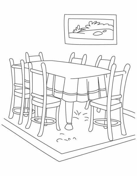 Раскраска стол и стул