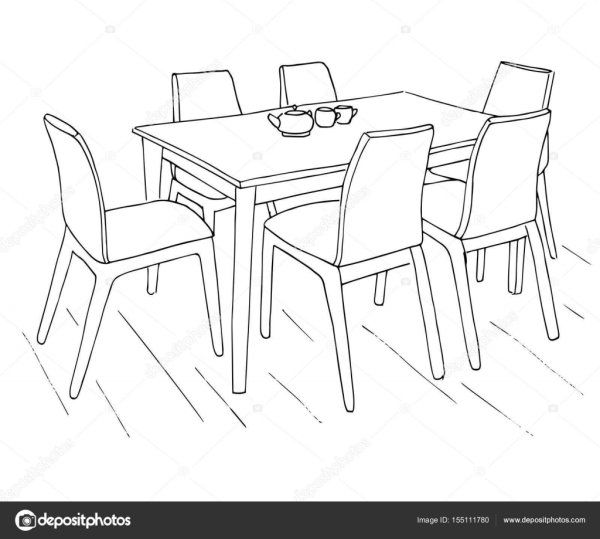 Рисование обеденный стол
