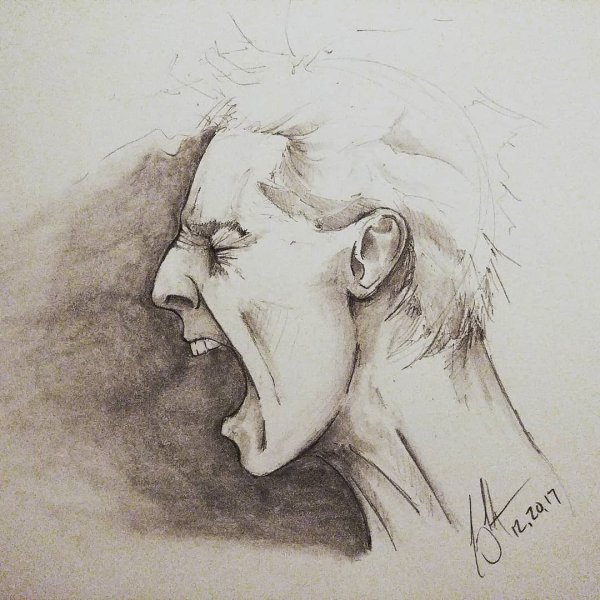 Кричащее лицо в профиль