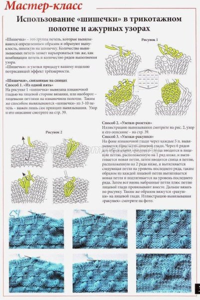 Как вязать узор шишечки спицами