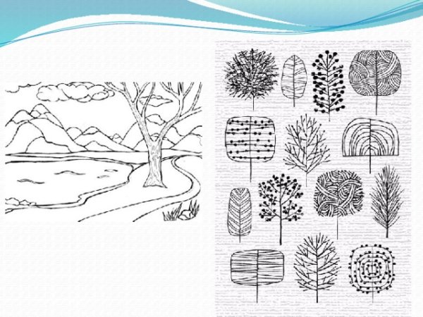 Характер дерева с помощью линии