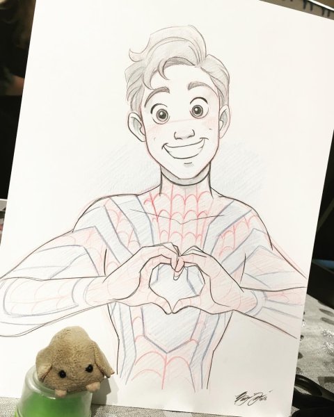 Нарисовать человека паука том Холланд