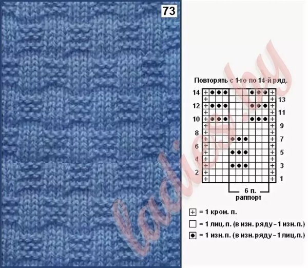 Узор шахматка спицами схема