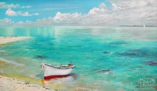 Море пляж акварель