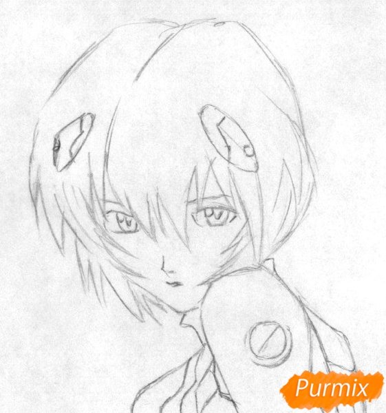 Аянами Рей легкий рисунок