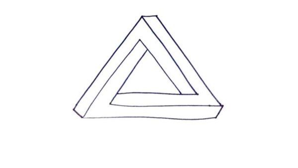 Треугольник иллюзия карандашом