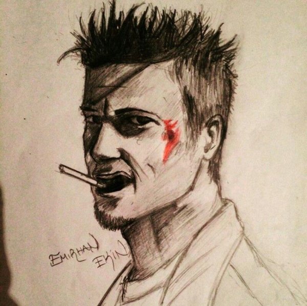 Брэд Питт Бойцовский клуб рисунок