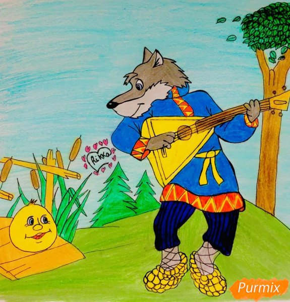 Рисунок к сказке лиса и волк