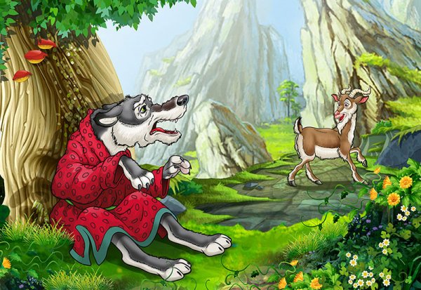 Волк сказочный трафарет