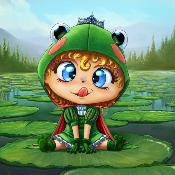 Девушки с лягушонком