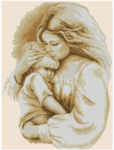 Вышивка мама с ребенком