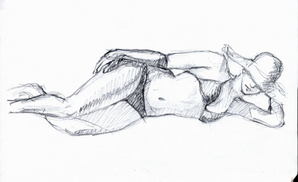Набросок лежащего человека