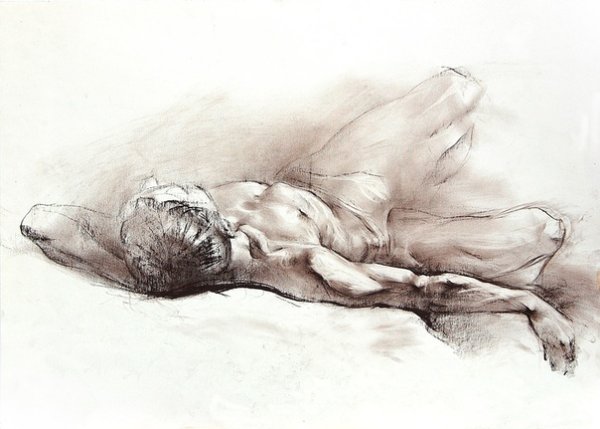Набросок лежащего человека