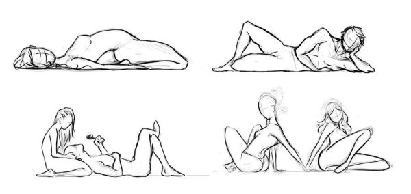 Позы для рисования девушка лежит