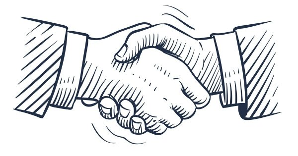 Рукопожатие на белом фоне