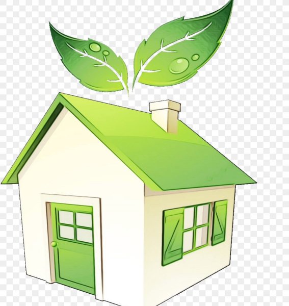 Нарисованный дом с лужайкой