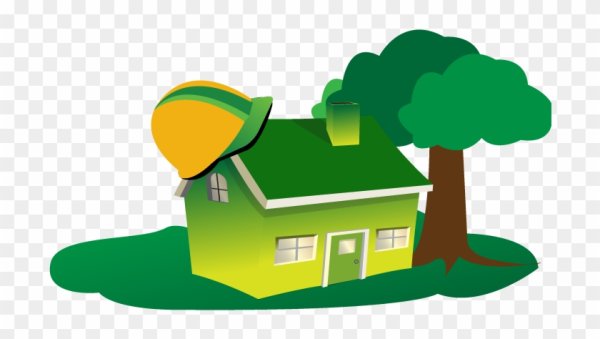 Силуэт зеленого домика