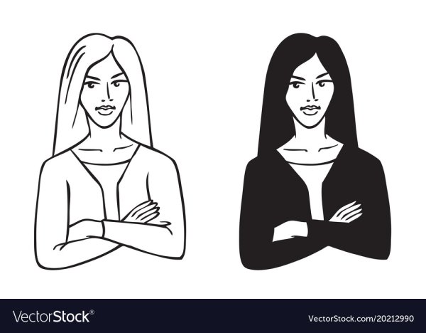 Девушка со скрещенными руками рисунок