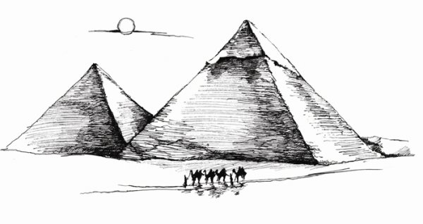 Пирамида Хеопса карандашом