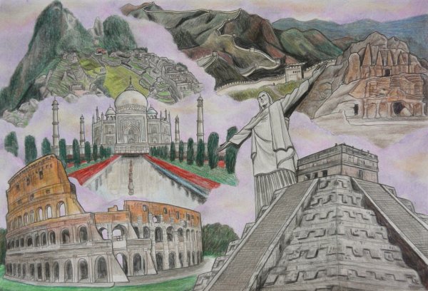 7 Чудес света рисунок