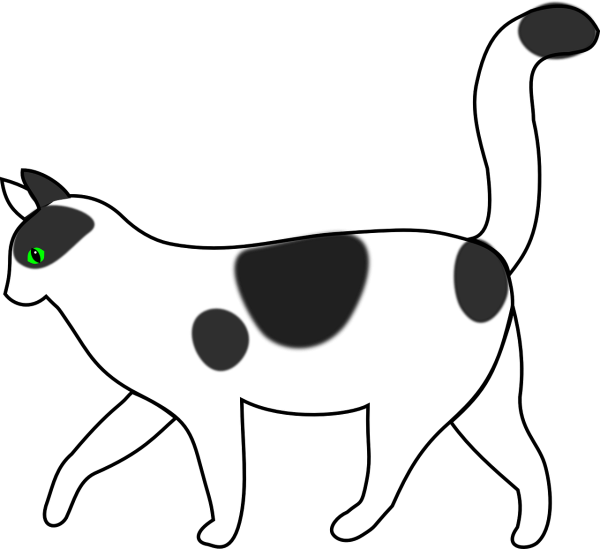 Кот черно белый рисунок