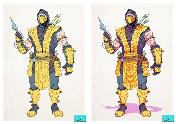 Скорпион мортал комбат карандашом