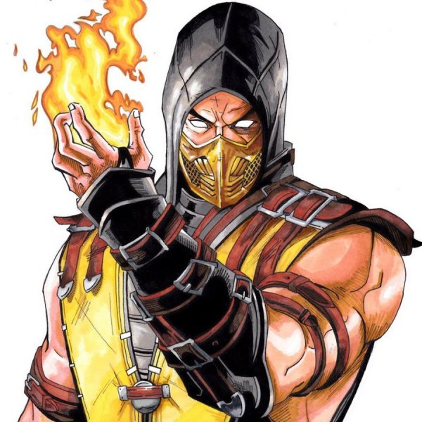 Раскраски мортал комбат 11 Скорпион и Сабзиро