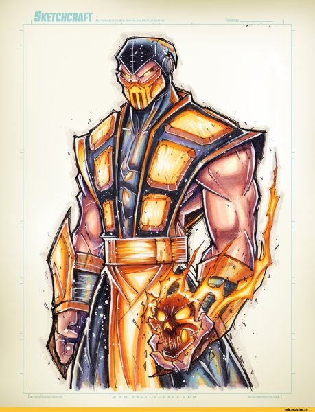 Раскраска мортал комбат Скорпион мк11