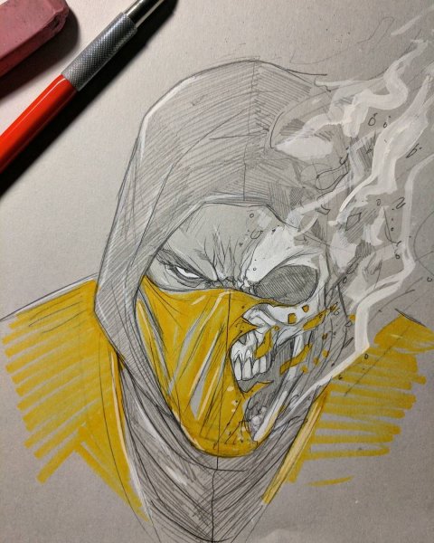 Тату Скорпион мортал комбат эскиз