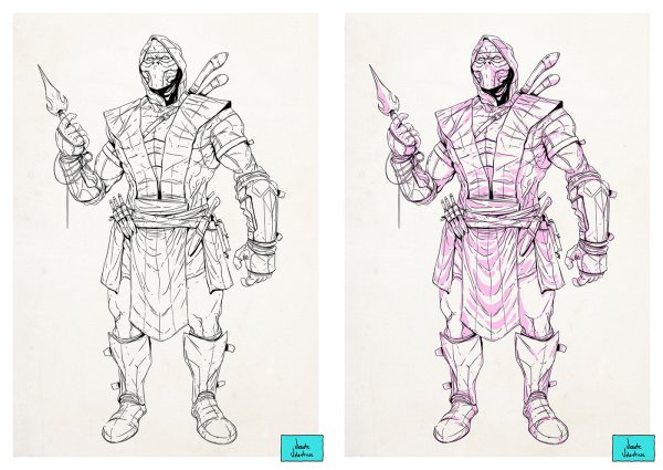 Как нарисовать мортал комбат Скорпион