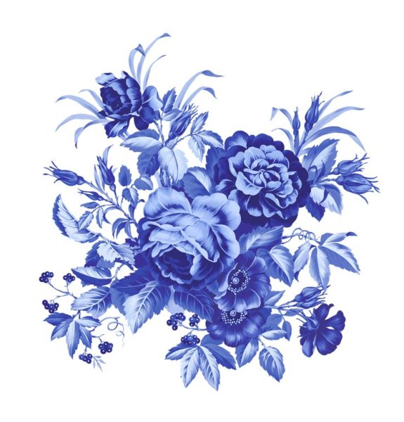 Синие цветы для декупажа