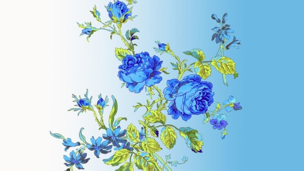 Винтажные синие цветы