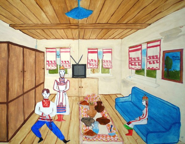 Русская изба рисунок