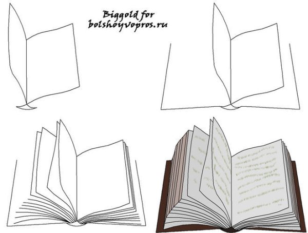 Поэтапное рисование книжки