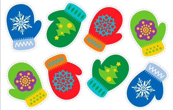 Варежки раскраска для детей