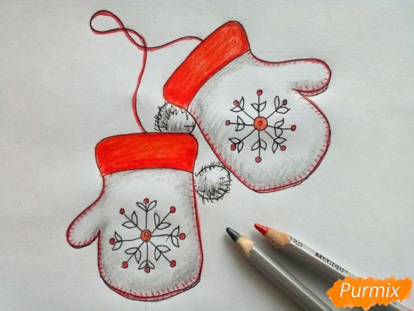 Новогодняя рукавичка рисунок