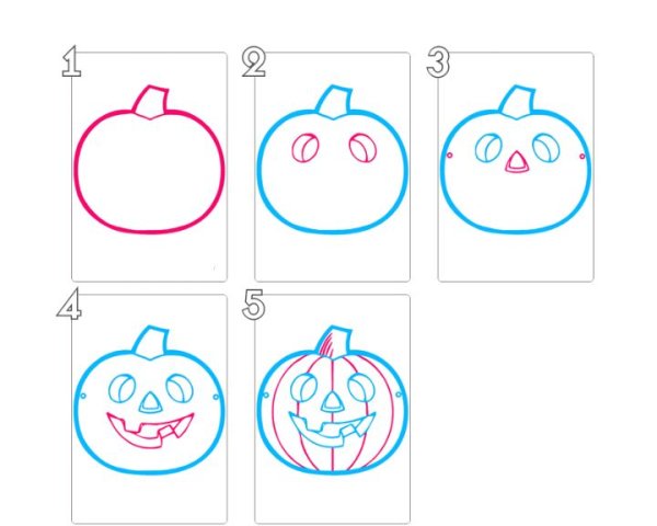 Тыква на Хэллоуин рисунок пошагово