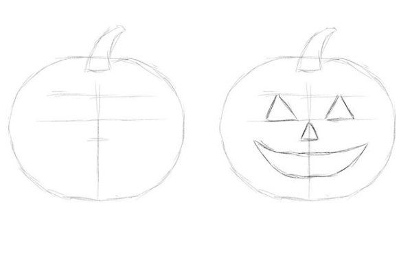 Тыква на Хэллоуин карандашом