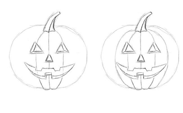 Тыква на Хэллоуин рисунок карандашом