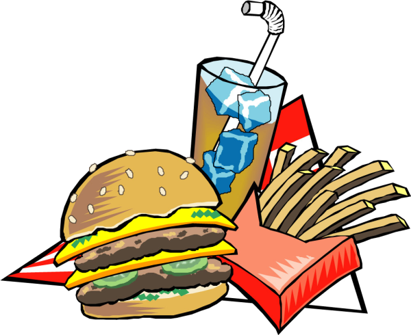 Вредная еда на прозрачном фоне