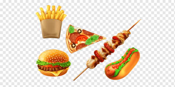 Вредная еда на прозрачном фоне
