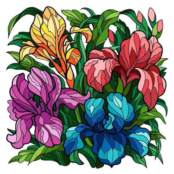 Витраж с цветами